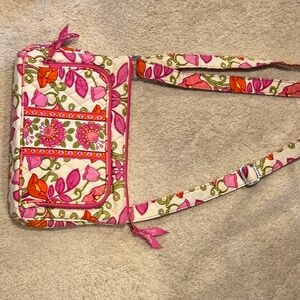 Chic Pink and Orange Floral Crossbody Bag